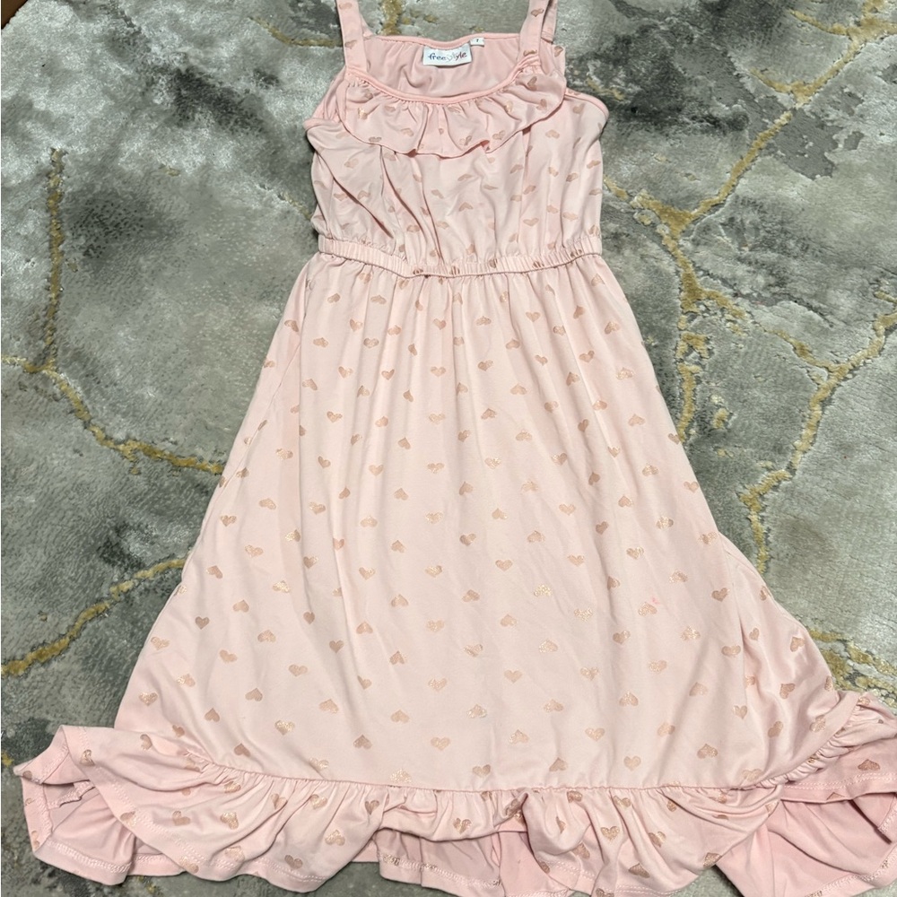 Freestyle Pink Heart Pattern Kids Dress